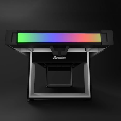 Atomic Vibe 84” Air Hockey Table – Full-Size Arcade Game with LED Lights, Sound Effects, 3 Modes, Electronic Scoring, 120V Blower Motor, Light-Up Puck & Pushers – Black and Grey