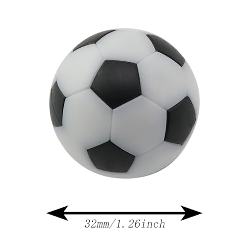 6PCS 32mm Black and White Desktop Plastics Mini Soccer Ball Accessories Leisure Sports Game Room Foosball Part