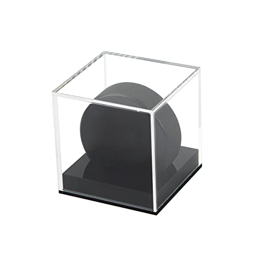 Clear Hockey Puck Display Case Acrylic Puck Display Holder Stand Box Sports Dustproof Storage Collectibles Protection Box with Base