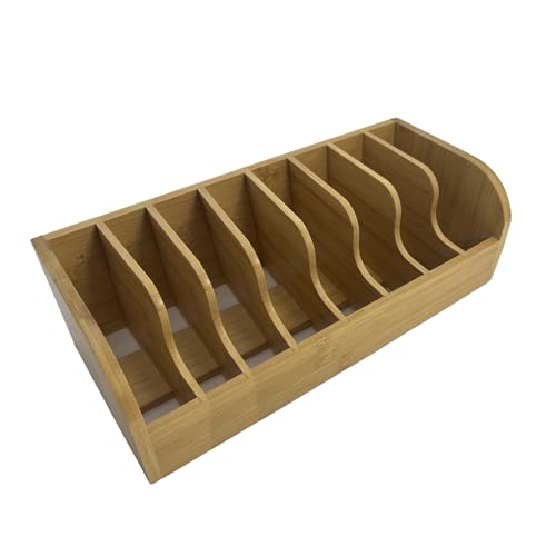 Bamboo Sandpaper Holder & Organizer - Pre-Assembled Storage for 5 Inch Sanding Discs, Sanding Blocks & Saw Blades | Compact & Durable Woodworking Tool Accessory (8 bins) - size: 8 bins