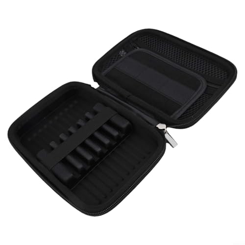 Hard EVA Darts Case with 6-Slot Organizer for Steel Tip & Soft Tip Darts, Portable Carrying Pouch with Mesh Pockets for Shafts Flights Tips Accessories, Black