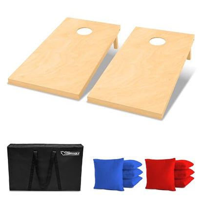 GoSports Solid Wood Premium Cornhole Sets - Choose 4 x 2 ft or 3 x 2 ft - Game Boards Include Set of 8 Cornhole Toss Bags - style: Classic
