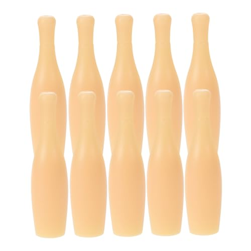 Abaodam 10pcs Small Bowling Indoor Miniature Tabletop Bowling Party Decorations Desktop Bowling Pin for Game Bowling Pin Accessory Tiny Bowling Pin Plastic Beige