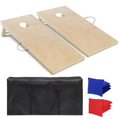 Cornhole Board Set, 4 ft x 2 ft Regulation Size Corn Hole Game Set for Adults with 8 Corn Hole Toss Bags and Carrying Case