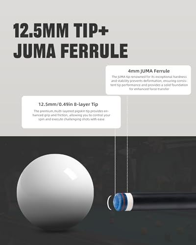 CRICAL Carbon Fiber Pool Cue Stick - 58" Low Deflection Professional Pool Cue with Pro Taper Shaft, 3D Anti-Slip Wrapless Grip, 12.5mm Tip & 3/8x8 Joint Billiard Stick for Enhanced Control & Accuracy - color: CL-PD-Set White