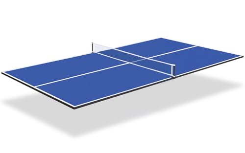 Ping Pong Table Topper for Pool Table, Foldable Ping Pong Table Top with Net Set, Portable Table Tennis Conversion Top Includes Foam Padding for Protection, Easy Conversion - color: 8 ft-BLUE
