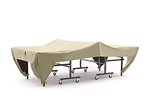 Icegrey Ping Pong Table Dust Covers Oxford Fabric Waterproof Outdoor Rain Wind Sun UV Resistant Heavy Duty Tennis Table Storage Cover Beige 280x152x76cm - color: Beige