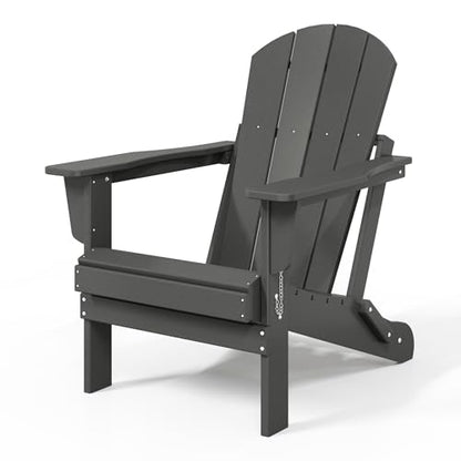 WestinTrends Malibu 2 Piece Set Outdoor Folding Poly Adirondack Chair, Gray - color: Grey, size: 2 Chair