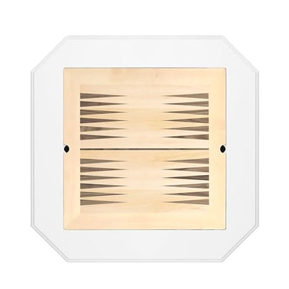 Chess Table, Reversible Chess Checker Game Table with 2 Drawers for Family Entertainment Room, 3-in-1 Square Game Tray for Chess Checker Backgammon, White - size: 28''-Chess Table White