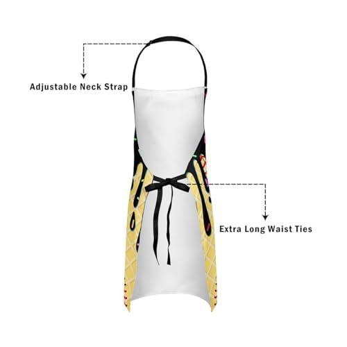 Castle Fairy Ice Cream Drip Baseball Kids Kitchen Apron - color: Yellow Black
