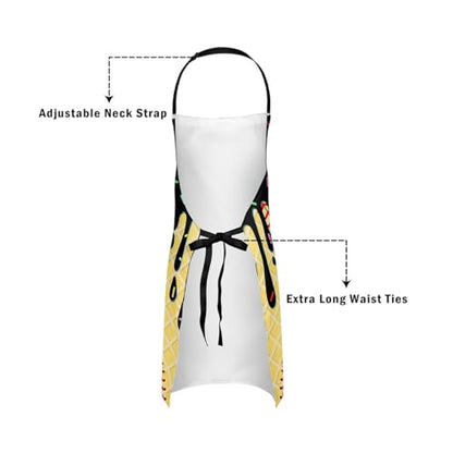 Castle Fairy Ice Cream Drip Baseball Kids Kitchen Apron - color: Yellow Black