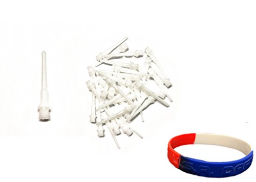 White Long Tufflex Extra Strong 2BA 3/16" Thread Soft Tip Dart Points 100-1000 Packs Plus USA I Love Darts Bracelet (White Long, 250 ct.)
