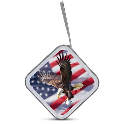 U.S Flag Eagle Golf Ball CD DVD Wallet 40 Capacity CD Case Cute Portable Disk Holder Storage for Car