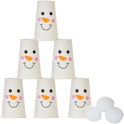 Fun Express Kids Bowling Set Holiday Snowball Bowling Game - Indoor Games for Toddlers | Winter Toys Bowling Pins Party Entertainment | Safe Soft Materials for Family Fun Activities