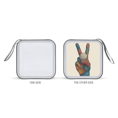 Hand with Peace Sign Holding Golf Ball CD Case DVD Storage Case Portable for Car Home Travel