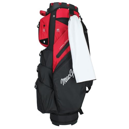 MacGregor MACLOCK Ultimate Divider System Cart Bag with 14 Way Organizer Divider Top and Individual Club Locking Slots - color: Black/Red