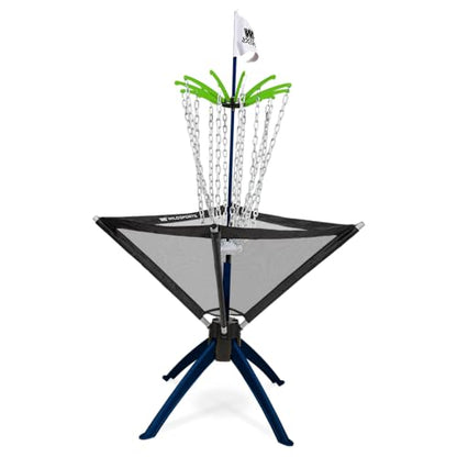 Wild Sports Disc Golf Set - Black, 5 ft Tall - All-Weather Basket for Lawn Games - Portable Disc Golf Basket with Carry Bag - Starter Kit with 3 Throwers & Accessories