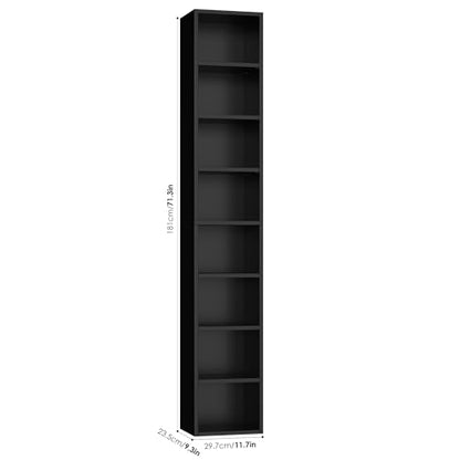 FOTOSOK 8-Tier Media Tower Rack, 11.6 X 9.3 X 70.9 Inches CD DVD Slim Storage Cabinet with Adjustable Shelves, Tall Narrow Bookcase Display Bookshelf for Home Office, Black - color: Black