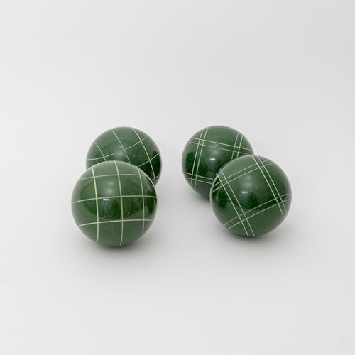 BuyBocceBalls Listing - Made in USA, Premium Quality Tournament Bocce Set - 107mm Dark Red and Green Balls, Nylon Blue/Yellow Bag, 920 Grams (2 lbs. 1 oz.).