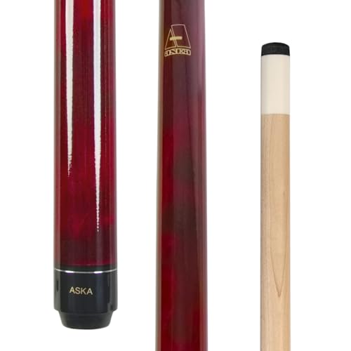 ASKA Short Kids Cue Stick, Canadian Hard Rock Maple, 13mm Hard Tip - color: 52-inches Red, No Wrap (LECN)