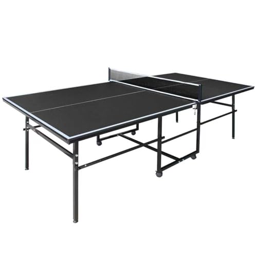 8.5FT/9FT Mid-Size Ping Pong Table, Foldable & Portable Table Tennis Table Set with Net, Table Tennis Paddles and Balls for Family Game - color: Black, size: 9x4.1Ft