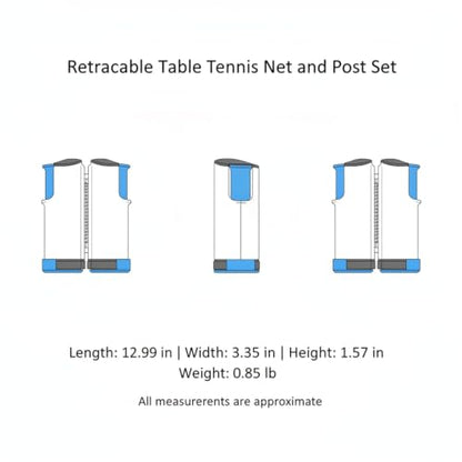 Retractable Table Tennis Net and Post Set, Clip-On Portable Ping Pong Net for Flat Surfaces, ABS Plastic - color: Orange