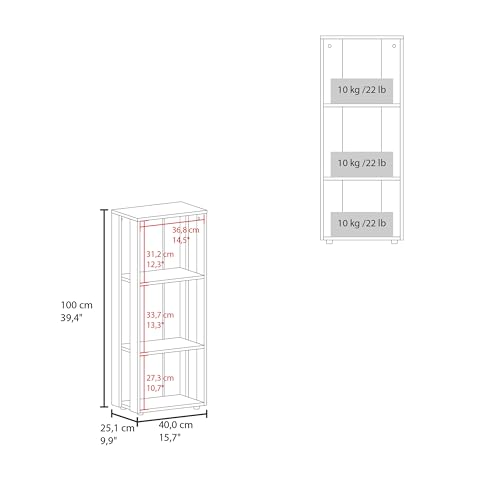 16" Stylish Storage Cabinet with 3-Open-Shelf, Functional Sideboard with Scratch-Resistant Melamine, Living Room Cabinet with Sturdy Construction for Bedroom Office Study, White
