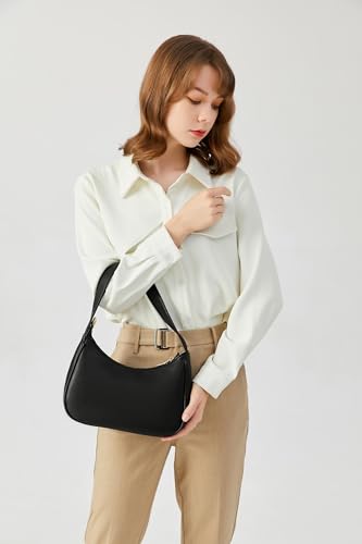 CYHTWSDJ Shoulder Bags for Women, Cute Hobo Tote Handbag Mini Clutch Purse with Zipper Closure - color: Black