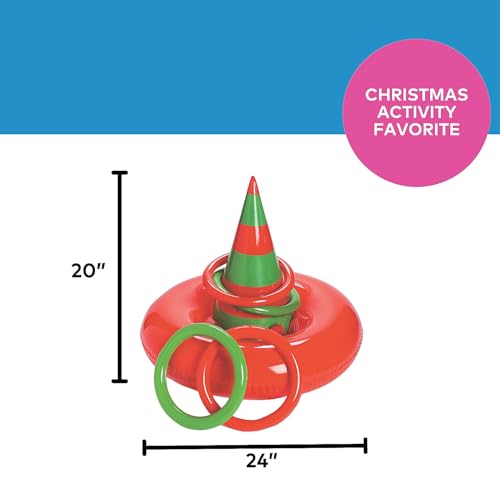 Fun Express - Inflatable Elf Hat Ring Toss for Christmas - Toys - Games - 5 Pieces | For Christmas, 5 Pieces