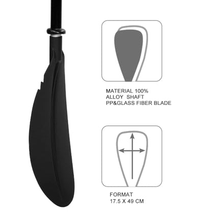 Karltion Kayak Paddle - Adjustable 2 Pieces Aluminum Alloy Shaft with Glass Fiber Blade for Surfing,Oar Fishing Easy Packable Travel - color: Black, size: 86"-1 paddle