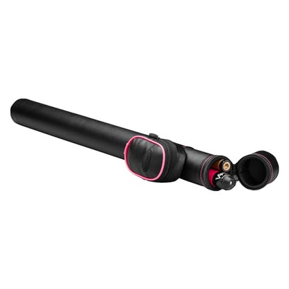 Casemaster Q-Vault Supreme Billiard/Pool Cue Hard Case, Holds 1 Complete 2-Piece Cue (1 Butt/1 Shaft) - color: Black with Pink Trim