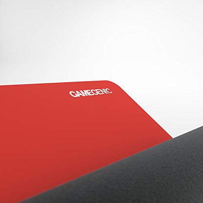Gamegenic Prime Playmat – Red Color, 61 x 35 cm Soft Cushioned Natural Rubber Playmat with Anti-Slip Back & Silver Foil Logo, Premium Surface for Card Games, Dice, and Desk Protection - color: Red