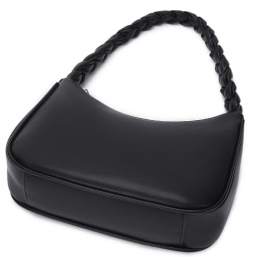 CYHTWSDJ Shoulder Bags for Women, Cute Hobo Tote Handbag Mini Clutch Purse with Zipper Closure - color: Braid Black