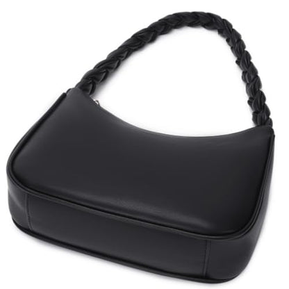 CYHTWSDJ Shoulder Bags for Women, Cute Hobo Tote Handbag Mini Clutch Purse with Zipper Closure - color: Braid Black
