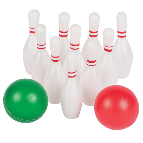 Fun Express Mini Bowling Games - Portable Bowling Set for Kids Family Fun Parties - Perfect for Indoor & Outdoor Play Group Activities Travel Entertainment Skill-Building Games - Multicolor 12 Pieces