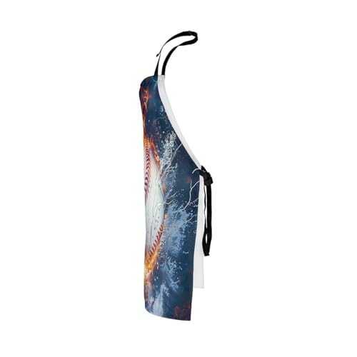 Manfei Ball Sports Kids Kitchen Apron - color: Dark Blue Red White