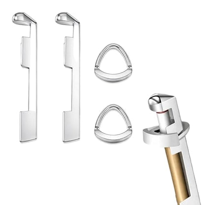 2 Sets Pool Cue Tips Replacement Kit, Stainless Steel Billiard Stick Repair Tool, Easy to Use Clamp Fastener, for Snooker, Professional Billiards Table Accessories