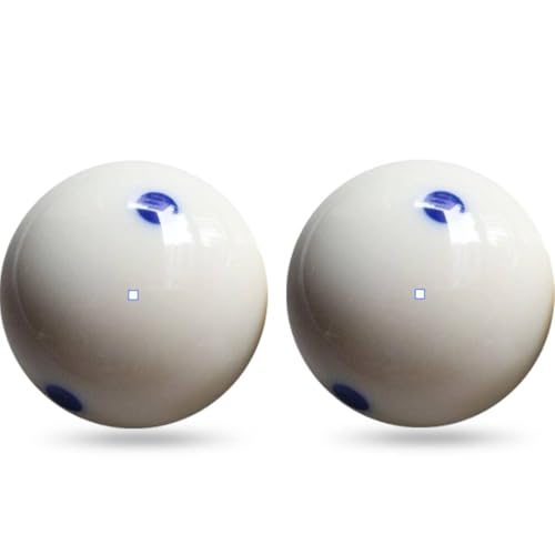 2 Packs Blue Dot Cue Ball,Billiard Practice Training Cue Ball,57.2mm Billiard White Ball,Standard Pool Billiard Cue Ball with 6 Blue Dots White Cue Balls for Pool Table