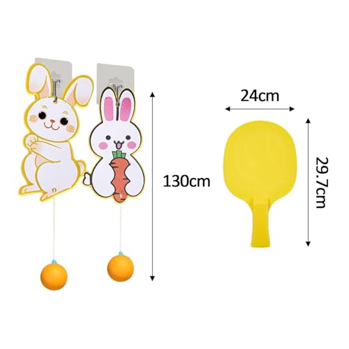B Baosity Indoor Hanging Table Tennis Trainer with 2 Rackets and 2 Balls, Table Tennis Training Set, Parent Child Toy, 2 Bunny Board