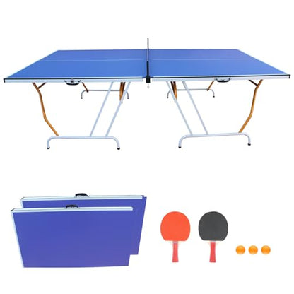 9ft Foldable Table Tennis Table Set with Net, Paddles & Balls for Indoor Games