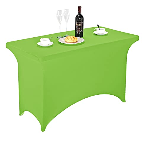 LZY Spandex Fitted Stretch Table Cover for 4ft or 6ft or 8ft Folding Table, Rectangular Cocktail Tablecloth, Perfect for Party or Banquet - color: Apple Green, size: 48" x 30" (Rectangular)