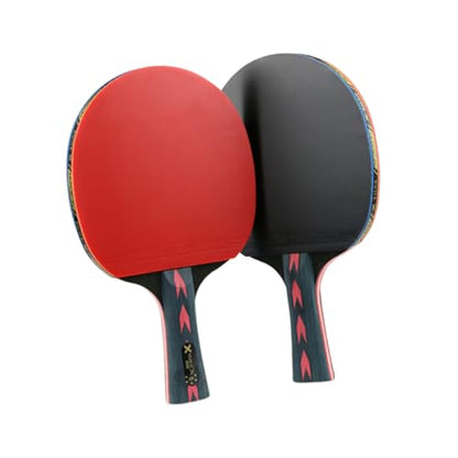 Luxshiny 2pcs 5 Star Carbon Fiber Pingpong Racket Double Pimples-in Table Tennis Paddle Set for Teenager Players Horizontal Grip Professional Training