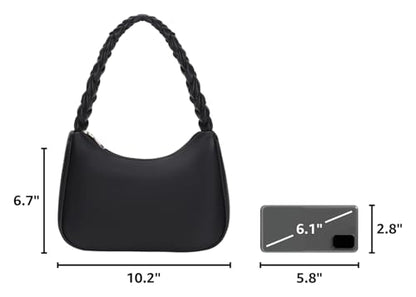 CYHTWSDJ Shoulder Bags for Women, Cute Hobo Tote Handbag Mini Clutch Purse with Zipper Closure - color: Braid Black