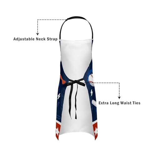 Manfei Ball Sports Kids Kitchen Apron - color: Dark Blue Orange