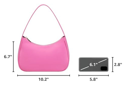 CYHTWSDJ Shoulder Bags for Women, Cute Hobo Tote Handbag Mini Clutch Purse with Zipper Closure - color: Pink