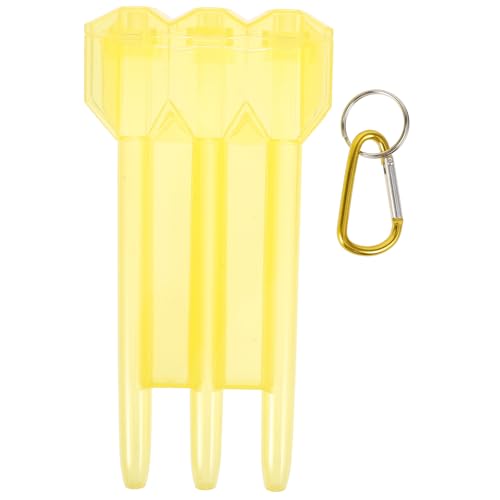 GALPADA Portable Yellow Plastic Darts Organizer Case with Lock Buckle, Hard Shell Wear-resistant Storage Box with Carabiner for Outdoor and Travel Use
