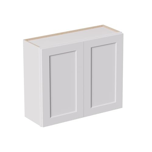36 Inch Laundry Room Cabinets Wall Mounted, Solid Wood Over The Toilet Storage Cabinet, Bathroom Organizer Cabinets with 2 Shaker Door & Shelves, Easy to Assemble for Kitchen, Garage - White - color: White, size: 36"W*12"D*30"H