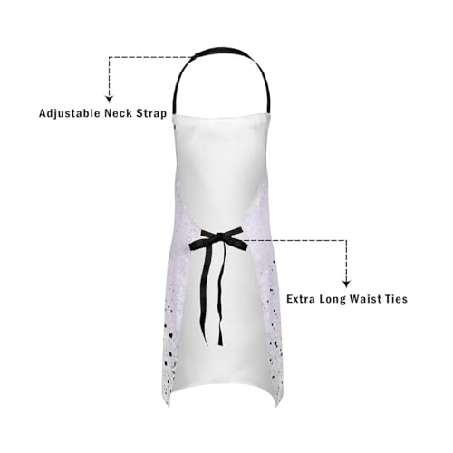 Manfei Blue Bowknot Kids Kitchen Apron - color: Black Purple