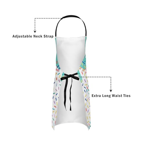 Manfei Baseball Ice Cream Kids Kitchen Apron - color: Lake Blue