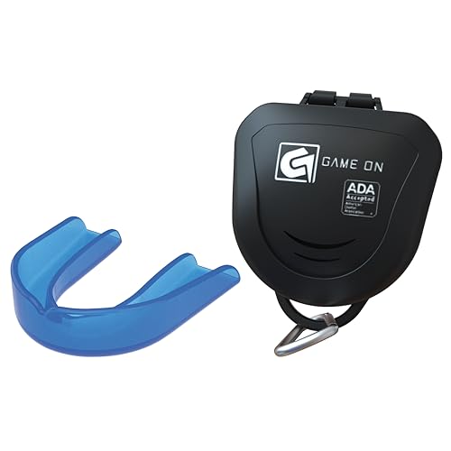 Game On Mouthguards - Only ADA Accepted Strapless Sports Mouth Guard for Football, Basketball, Lacrosse, Hockey - Superior Protection, Comfortable Fit (Braces Mouthguard) - color: Blue, size: Adult
